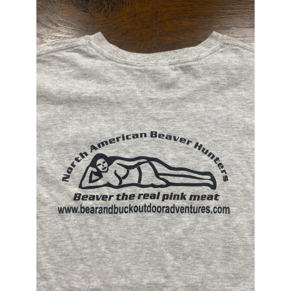 Vintage 90s Beaver Hunter XL Parody Graphic Tee Funny Inappropriate Sex Joke